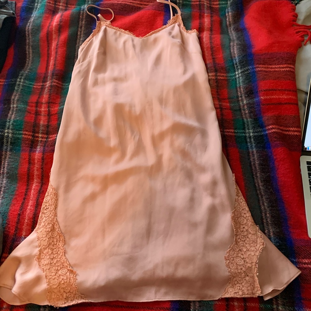 BR Peach Satin Slip Dress